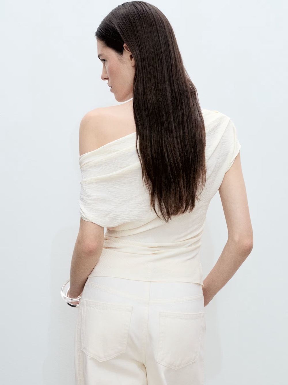 Mango ASYMMETRIC RUCHED TOP, Large - Picture 3 of 11